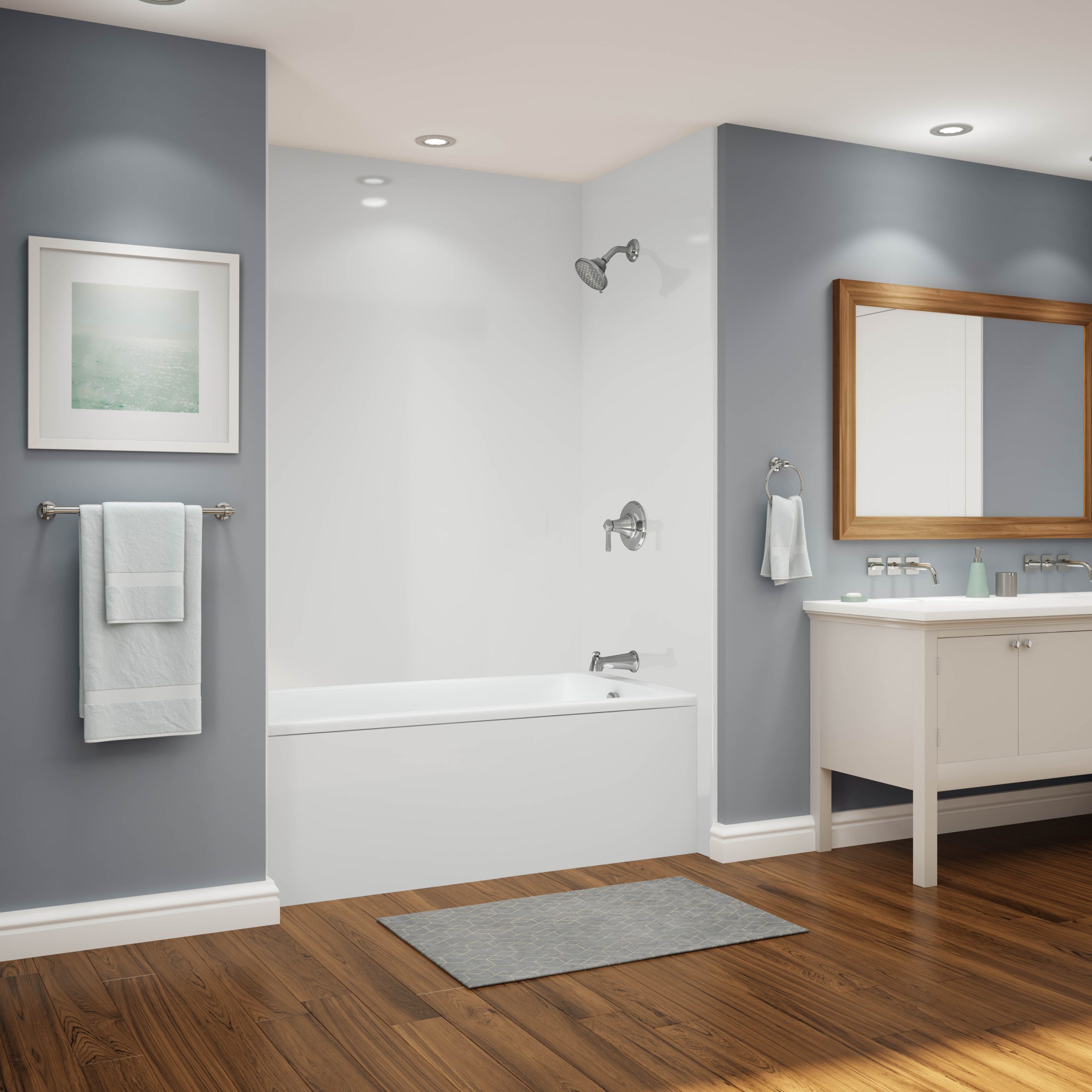 Smooth White Tub No Door Grey Room