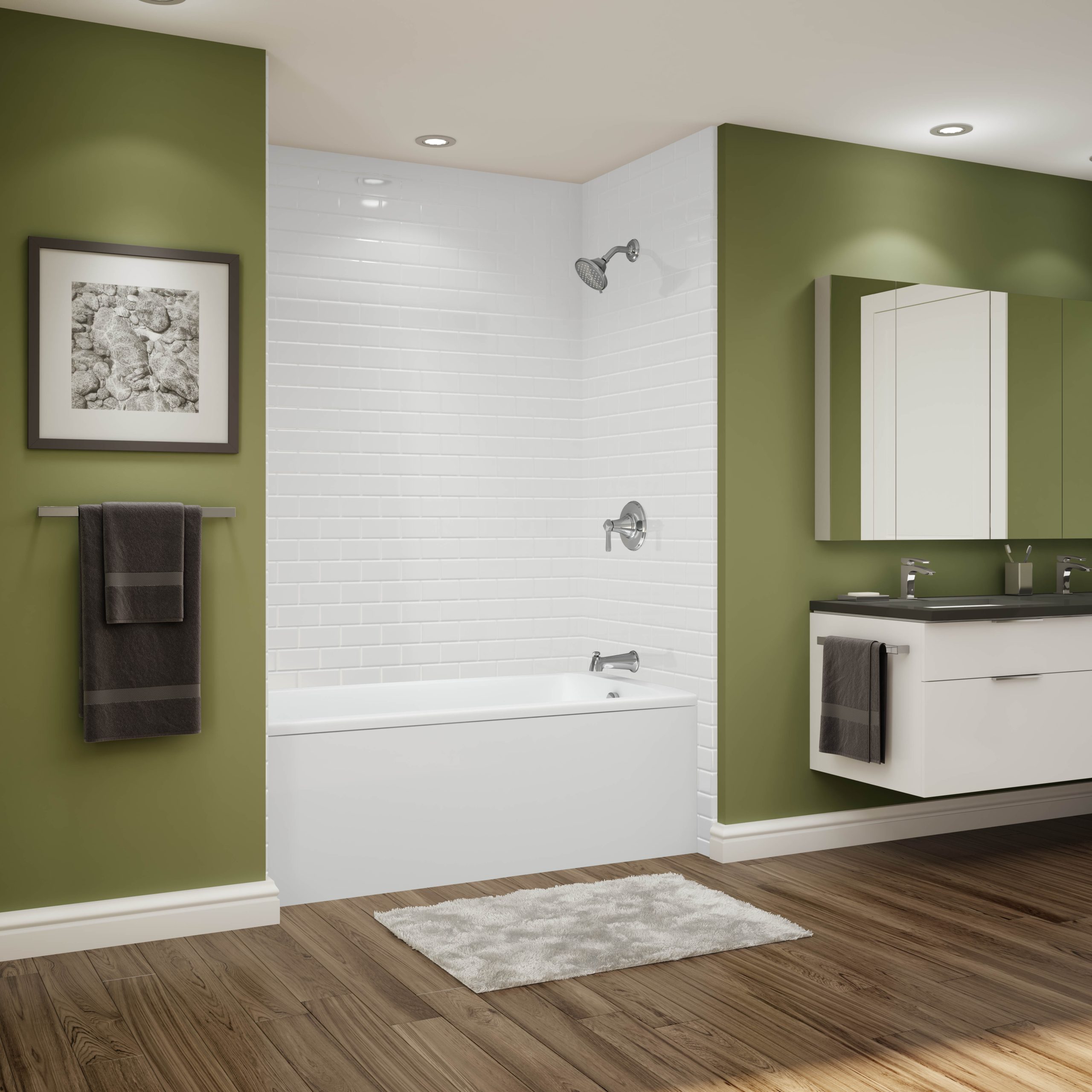 Subway White Tub No Door Green Room